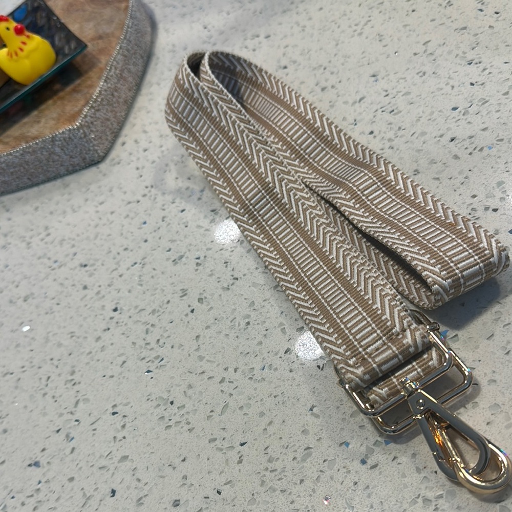 Beige Patterned Strap with Gold Hardware